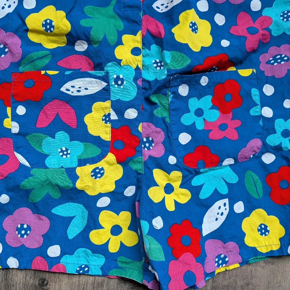 Hanna Andersson Mod Floral Romper | Blue Multi | Size 130 (US 8)
